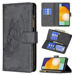 For Samsung Galaxy A52 4G / 5G Flying Butterfly Embossing Pattern Zipper Horizontal Flip Leather Case with Holder & Card Slots & Wallet(Black) (OEM)