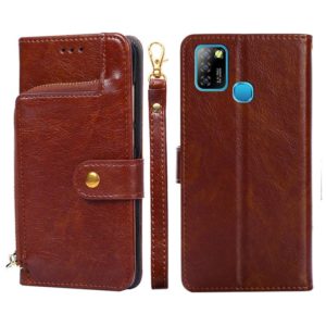 For Infinix Hot 10 Lite/Smart 5 Zipper Bag Leather Phone Case(Brown) (OEM)