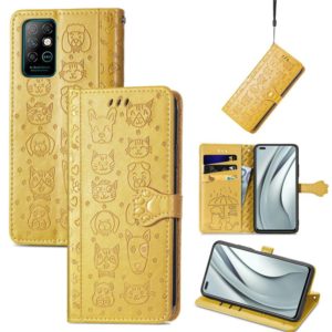 For Infinix Note 8 Lovely Cat and Dog Embossing Pattern Horizontal Flip Leather Case , with Holder & Card Slots & Wallet & Cartoon Clasp & Lanyard(Yellow) (OEM)