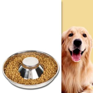 Pet Dog Food Bowl Dog Food Bowl Stainless Steel Slow Food Bowl Pet Supplies, Size:26cm (OEM)