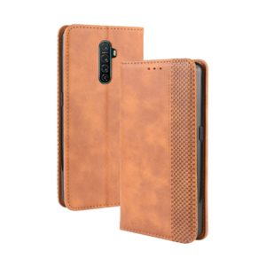 For Oppo Reno Ace Magnetic Buckle Retro Crazy Horse Texture Horizontal Flip Leather Case with Holder & Card Slots & Photo Frame(Brown) (OEM)