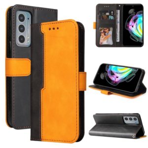 For Motorola Edge 20 Stitching-Color Horizontal Flip Leather Phone Case with Holder & Card Slots & Photo Frame(Orange) (OEM)