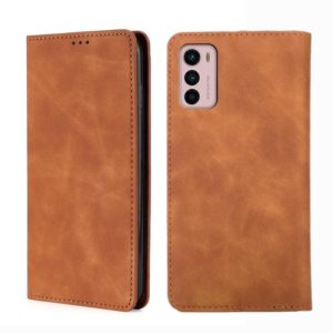 For Motorola Moto G42 4G Skin Feel Magnetic Horizontal Flip Leather Phone Case(Light Brown) (OEM)