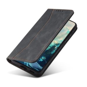 For Xiaomi Mi 11 Skin-feel Calfskin Texture Magnetic Dual-Fold Horizontal Flip Leather Case with Holder & Card Slots & Wallet(Black) (OEM)