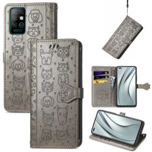For Infinix Note 8 Lovely Cat and Dog Embossing Pattern Horizontal Flip Leather Case , with Holder & Card Slots & Wallet & Cartoon Clasp & Lanyard(Grey) (OEM)