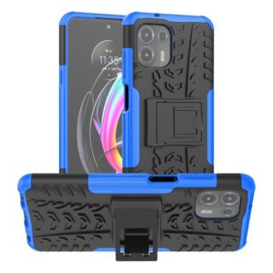 For Motorola Edge 20 Lite Tire Texture Shockproof TPU+PC Protective Case with Holder(Blue) (OEM)
