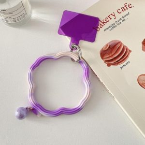 Flower-shaped Wave Phone Case Anti-lost Keychain Silicone Bracelet(Purple Gradient) (OEM)