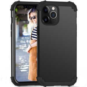 For iPhone 12 / 12 Pro PC+ Silicone Three-piece Anti-drop Mobile Phone Protective Back Cover(Black) (OEM)