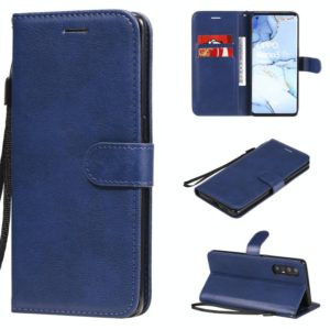 For Oppo Reno3 Pro 5G / Find X2 Neo Solid Color Horizontal Flip Protective Leather Case with Holder & Card Slots & Wallet & Photo Frame & Lanyard(Blue) (OEM)