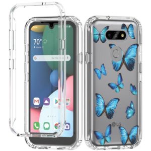 For LG K31 2 in 1 High Transparent Painted Shockproof PC + TPU Protective Case(Blue Butterfly) (OEM)