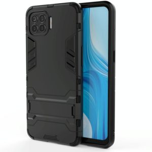 For OPPO F17 Pro PC + TPU Shockproof Protective Case with Holder(Black) (OEM)