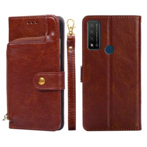 For TCL 20 R 5G/TCL Bremen/TCL 20 AX 5G Zipper Bag Leather Phone Case(Brown) (OEM)