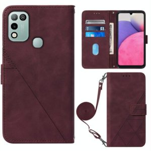 For Infinix Hot 11 Play Crossbody 3D Embossed Flip Leather Phone Case(Wine Red) (OEM)