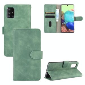 For Samsung Galaxy A51 5G Solid Color Skin Feel Magnetic Buckle Horizontal Flip Calf Texture PU Leather Case with Holder & Card Slots & Wallet(Green) (OEM)