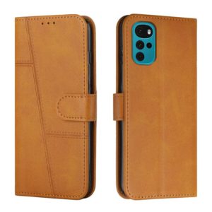For Motorola Moto G22 Stitching Calf Texture Buckle Leather Phone Case(Yellow) (OEM)