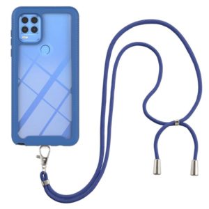 For Motorola Moto G Stylus 5G Starry Sky Solid Color Series Shockproof PC + TPU Protective Case with Neck Strap(Blue) (OEM)