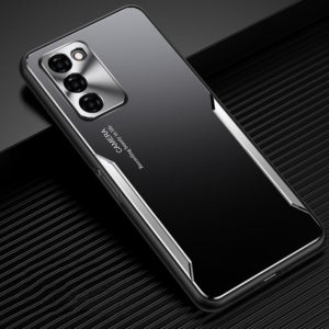 For OPPO A55 5G Blade Series TPU Frame + Titanium Alloy Sand Blasting Technology Backplane + Color Aluminum Alloy Decorative Edge Mobile Phone Protective Shell(Black + Silver) (OEM)