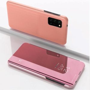 For OPPO Realme 7 Pro Plated Mirror Horizontal Flip Leather Case with Holder(Rose Gold) (OEM)