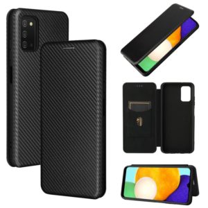 For Samsung Galaxy A03s Carbon Fiber Texture Horizontal Flip TPU + PC + PU Leather Case with Card Slot(Black) (OEM)