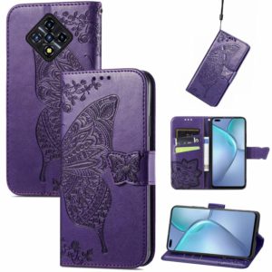 For Infinix Zero 8 Butterfly Love Flowers Embossed Horizontal Flip Leather Case with Holder & Card Slots & Wallet & Lanyard(Dark Purple) (OEM)