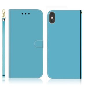 For iPhone X / XS Imitated Mirror Surface Horizontal Flip Leather Case with Holder & Card Slots & Wallet & Lanyard(Blue) (OEM)