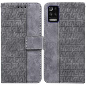 For LG K52 / K62 / Q52 Geometric Embossed Leather Phone Case(Grey) (OEM)