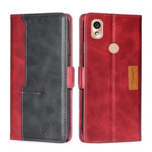 For Kyocera KY-51B Contrast Color Side Buckle Leather Phone Case(Red + Black) (OEM)