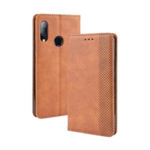 Magnetic Buckle Retro Crazy Horse Texture Horizontal Flip Leather Case for HTC U19E , with Holder & Card Slots & Photo Frame(Brown) (OEM)