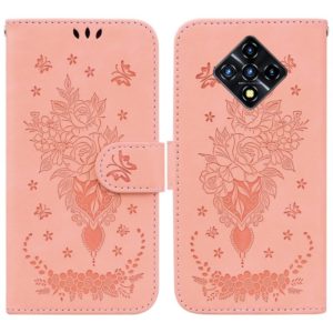 For Infinix Zero 8 X687 Butterfly Rose Embossed Leather Phone Case(Pink) (OEM)