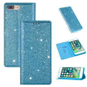 For iPhone 8 Plus / 7 Plus Ultrathin Glitter Magnetic Horizontal Flip Leather Case with Holder & Card Slots(Sky Blue) (OEM)
