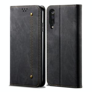 For Xiaomi Mi 9 Pro Denim Texture Casual Style Horizontal Flip Leather Case with Holder & Card Slots & Wallet(Black) (OEM)