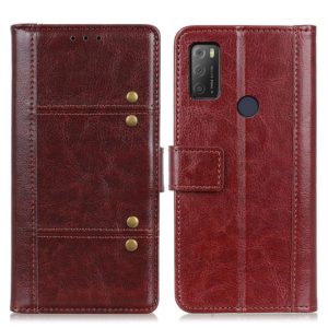For alcatel 1S (2021) Peas Crazy Horse Texture Horizontal Flip Leather Case with Holder & Card Slots & Wallet(Brown) (OEM)