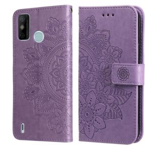 7-petal Flowers Embossing Pattern Horizontal Flip PU Leather Case with Holder & Card Slots & Wallet & Photo Frame For Tecno Spark 6 Go(Light Purple) (OEM)