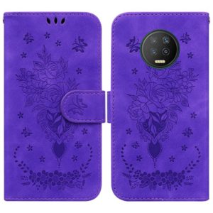 For Infinix Note 7 X690 Butterfly Rose Embossed Leather Phone Case(Purple) (OEM)