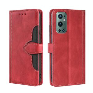 For OnePlus 9 Pro Skin Feel Straw Hat Magnetic Buckle Leather Phone Case(Red) (OEM)