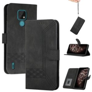 For Motorola Moto E7 Power Cubic Skin Feel Flip Leather Phone Case(Black) (OEM)