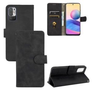 For Xiaomi Redmi Note 10 5G Solid Color Skin Feel Magnetic Buckle Horizontal Flip Calf Texture PU Leather Case with Holder & Card Slots & Wallet(Black) (OEM)