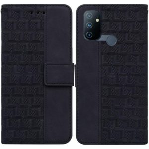 For OnePlus Nord N100 Geometric Embossed Leather Phone Case(Black) (OEM)
