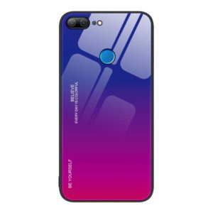 For Honor 9 Lite Gradient Color Glass Phone Case(Purple Red) (OEM)