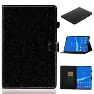 For Samsung Galaxy Tab A8 10.5 2021 Varnish Glitter Powder Leather Tablet Case(Black) (OEM)