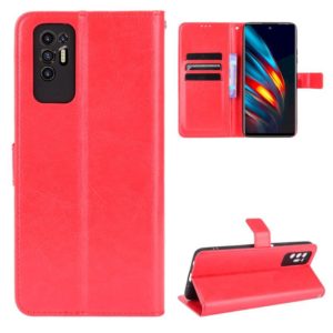 For Tecno Pova 2 Crazy Horse Texture Horizontal Flip Leather Case with Holder & Card Slots & Lanyard(Red) (OEM)