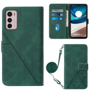 For Motorola Moto G42 Crossbody 3D Embossed Flip Leather Phone Case(Dark Green) (OEM)