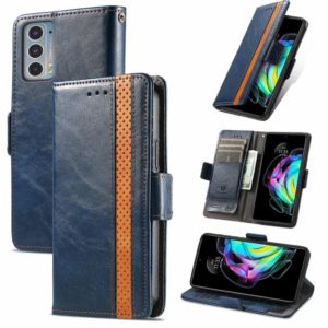 For Motorola Edge 20 CaseNeo Business Splicing Dual Magnetic Buckle Horizontal Flip PU Leather Case with Holder & Card Slots & Wallet(Blue) (OEM)
