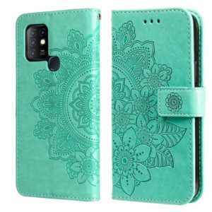 7-petal Flowers Embossing Pattern Horizontal Flip PU Leather Case with Holder & Card Slots & Wallet & Photo Frame For Infinix Hot 10(Green) (OEM)