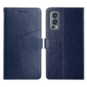 For OnePlus Nord 2 5G Y Stitching Horizontal Flip Leather Phone Case(Blue) (OEM)