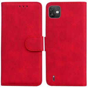 For Wiko Y82 Skin Feel Pure Color Flip Leather Phone Case(Red) (OEM)