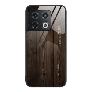 For OnePlus 10 Pro Wood Grain Glass Protective Case(Black) (OEM)