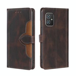 For Asus ZenFone8 ZS590KS Skin Feel Straw Hat Magnetic Buckle Leather Phone Case(Brown) (OEM)