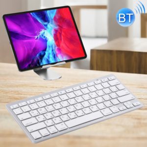WB-8022 Ultra-thin Wireless Bluetooth Keyboard for iPad, Samsung, Huawei, Xiaomi, Tablet PCs or Smartphones, Russian Keys(Silver) (OEM)