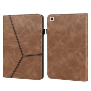 For Samsung Galaxy Tab A7 10.4 (2020) T500/T505 Solid Color Embossed Striped Leather Tablet Case(Brown) (OEM)
